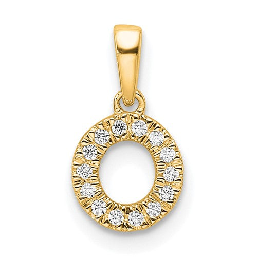 14K  Diamond Letter O Initial with Bail Pendant