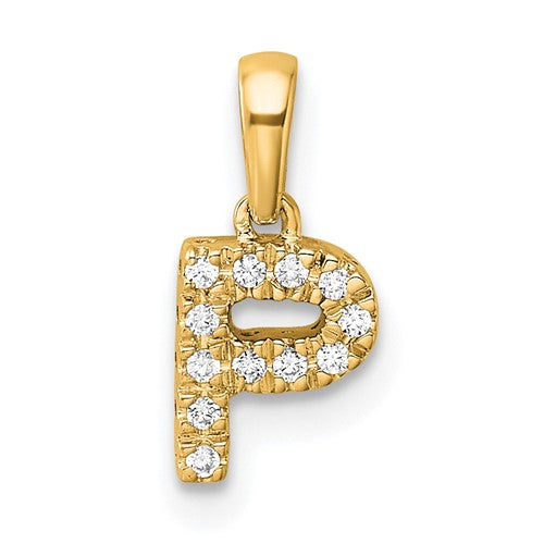 14K  Diamond Letter P Initial with Bail Pendant