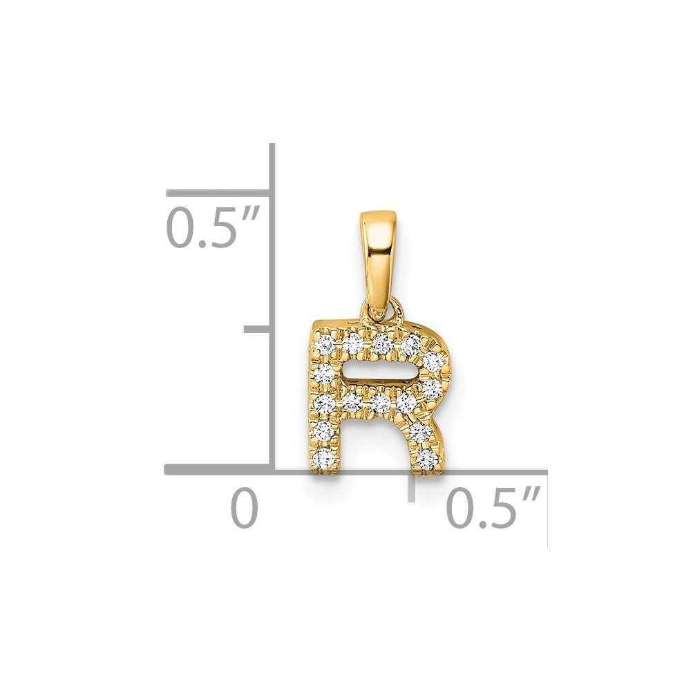 10K Diamond Letter R Initial with Bail Pendant