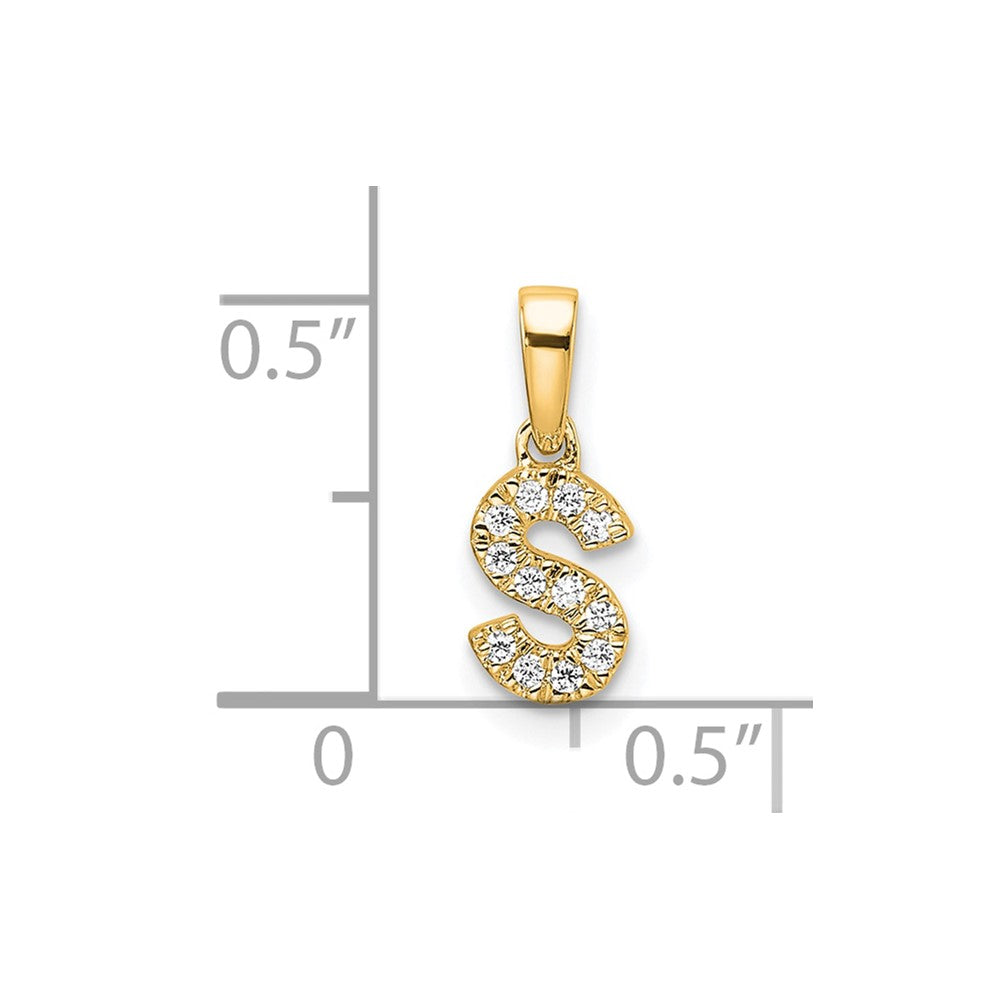 10K Diamond Letter S Initial with Bail Pendant