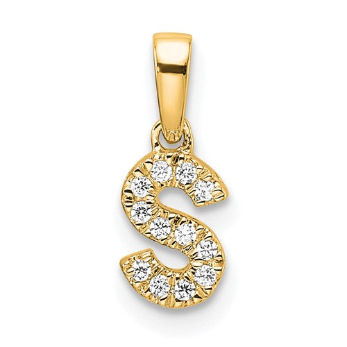 10K Diamond Letter S Initial with Bail Pendant