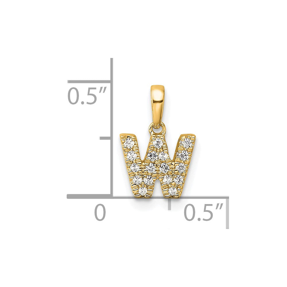 10K Diamond Letter W Initial with Bail Pendant