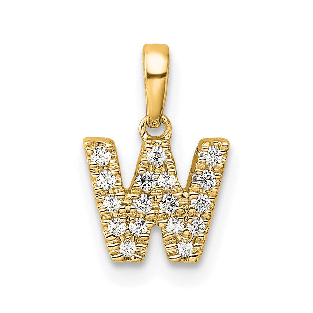 10K Diamond Letter W Initial with Bail Pendant