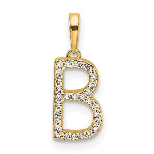 14K Diamond Letter B Initial Pendant