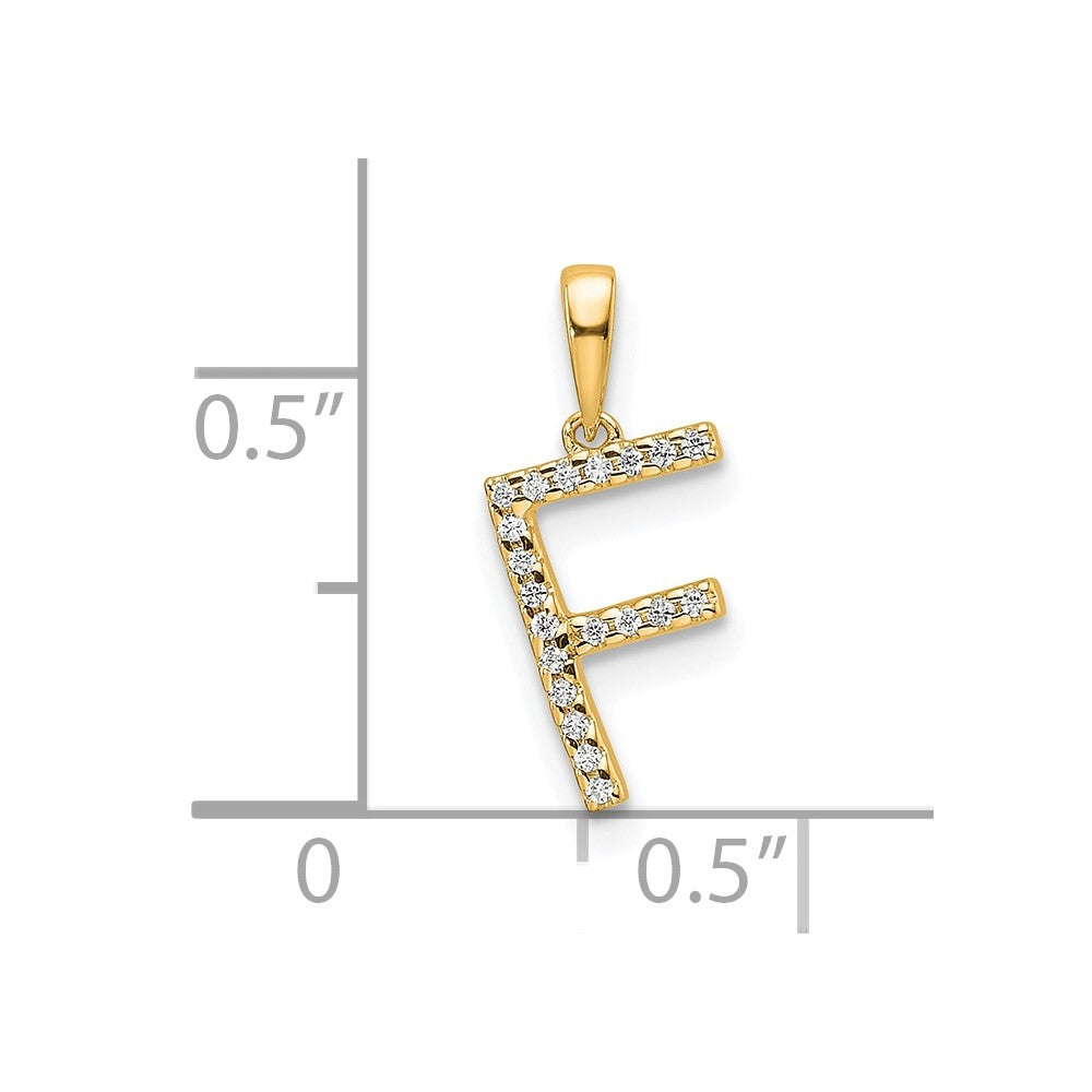 10K Diamond Letter F Initial Pendant