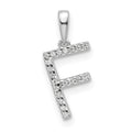 14K White Gold Diamond Letter F Initial Pendant