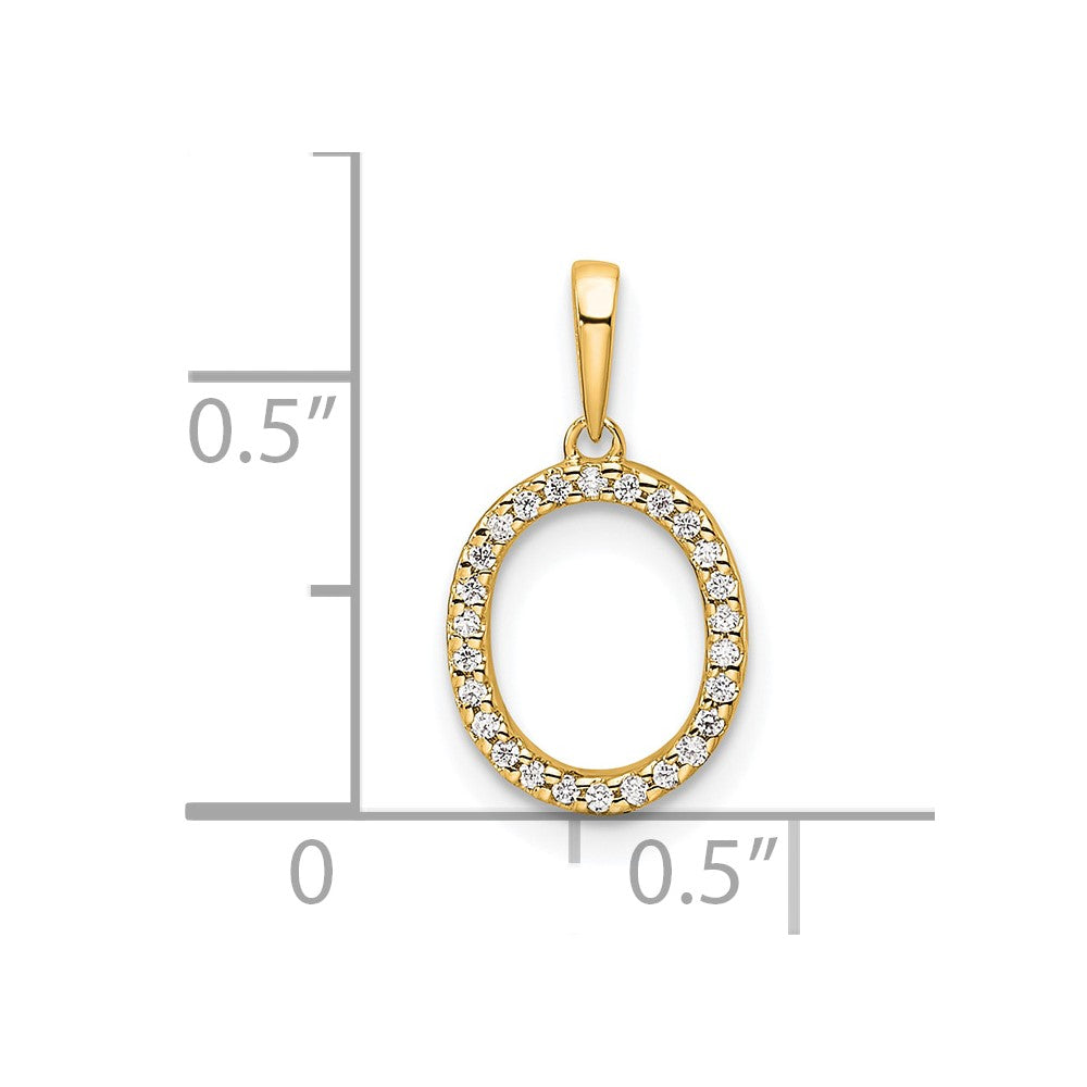 10K Diamond Letter O Initial Pendant