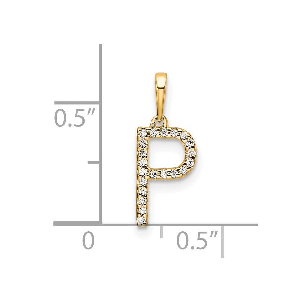10K Diamond Letter P Initial Pendant