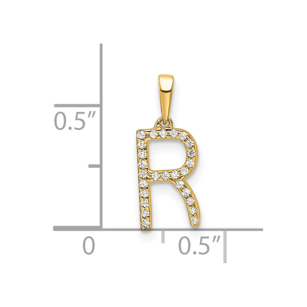 10K Diamond Letter R Initial Pendant