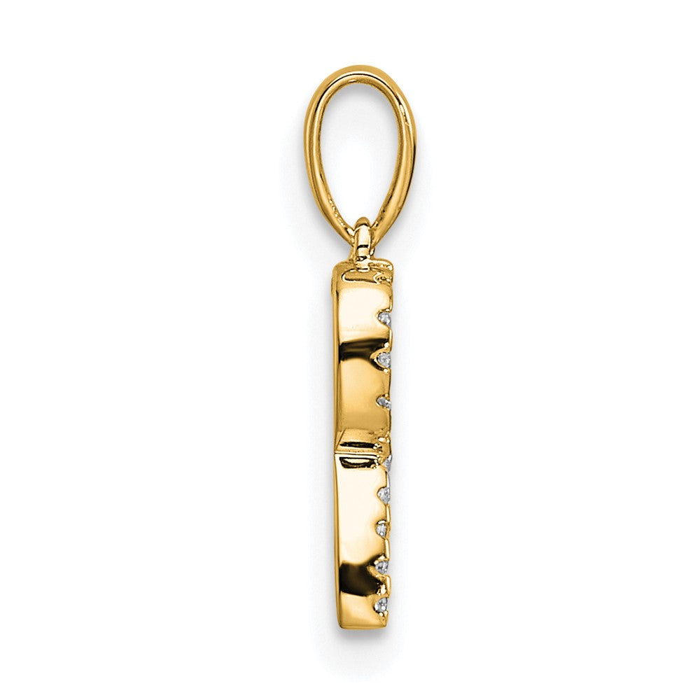 14K Diamond Letter R Initial Pendant