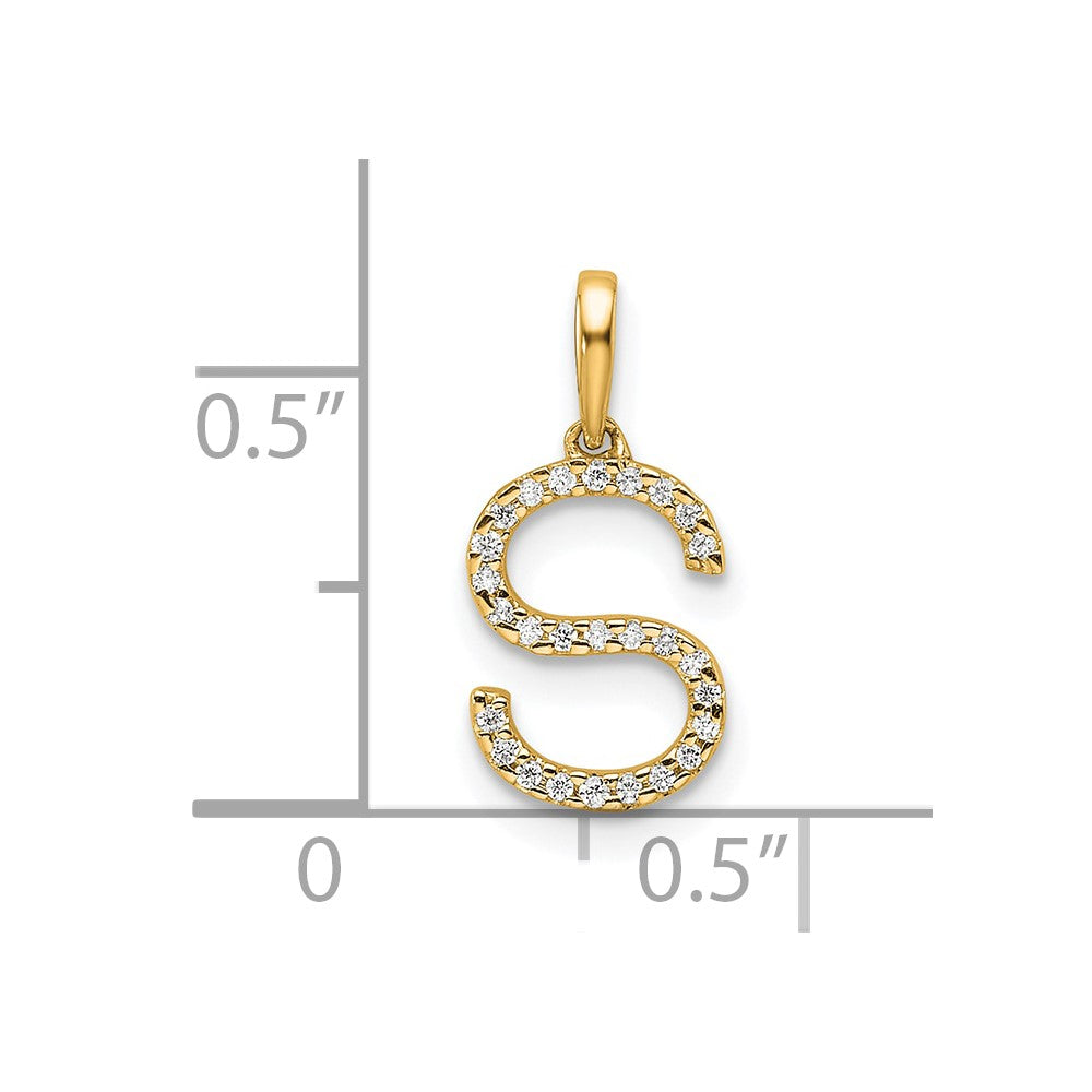 10K Diamond Letter S Initial Pendant
