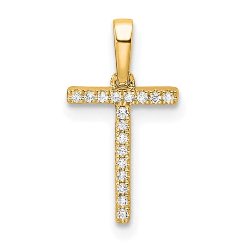 10K Diamond Letter T Initial Pendant