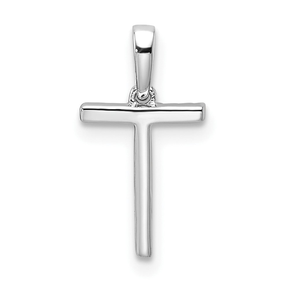 14K White Gold Diamond Letter T Initial Pendant
