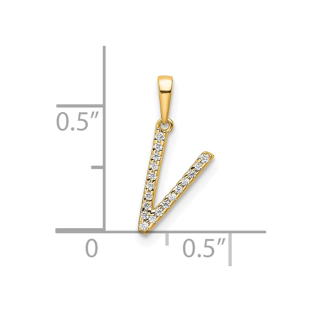 10K Diamond Letter V Initial Pendant