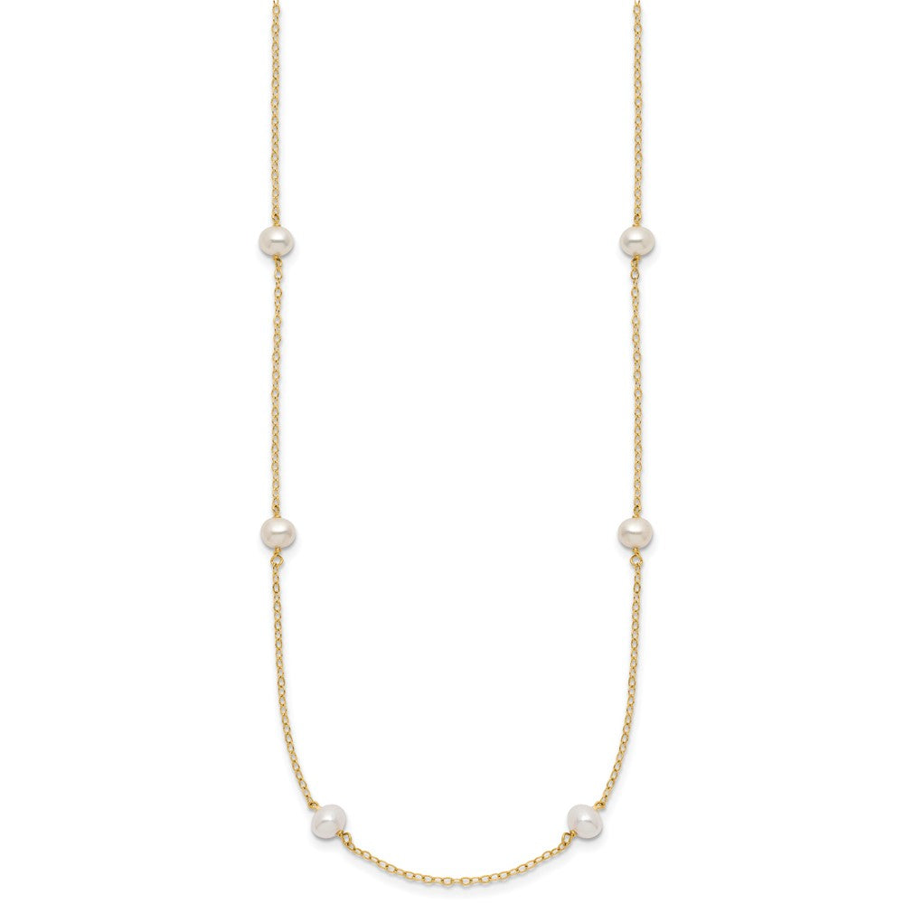 10K 4-5mm White Near Round Freshwater Cultured Pearl 8-station Necklace