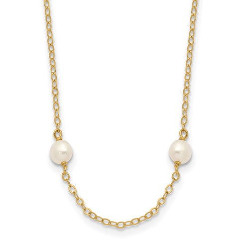 10K 4-5mm White Near Round Freshwater Cultured Pearl 8-station Necklace