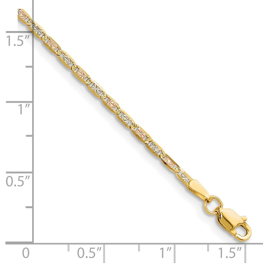 14k 2.0mm Tri-color Gold Pavé Valentino Chain