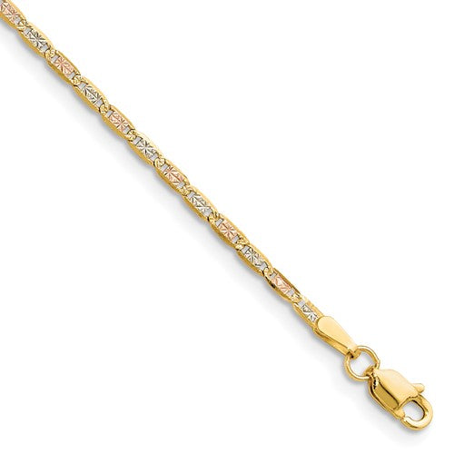 14k 2.0mm Tri-color Gold Pavé Valentino Chain