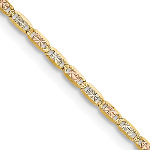 14k 2.0mm Tri-color Gold Pavé Valentino Chain