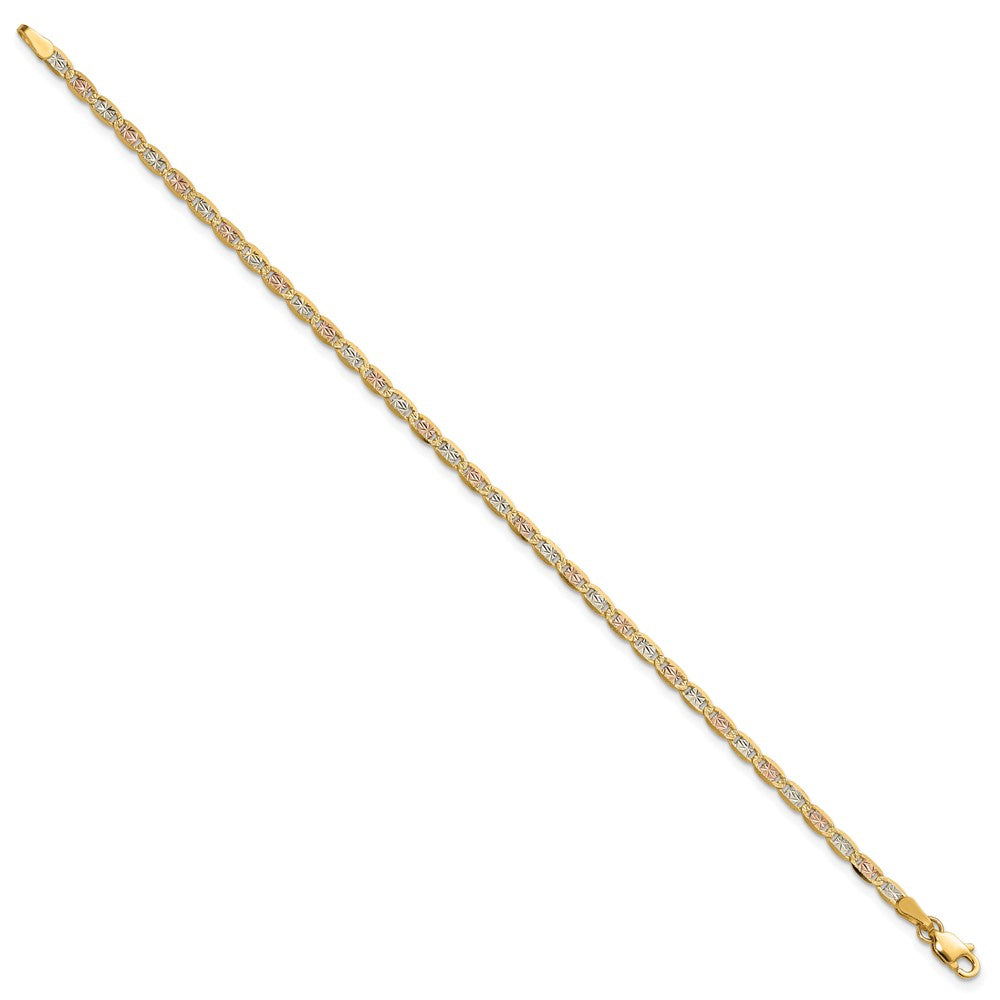 14k 2.75mm Tri-color Gold Pavé Valentino Chain