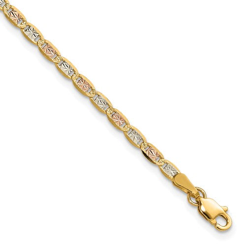 14k 2.75mm Tri-color Gold Pavé Valentino Chain