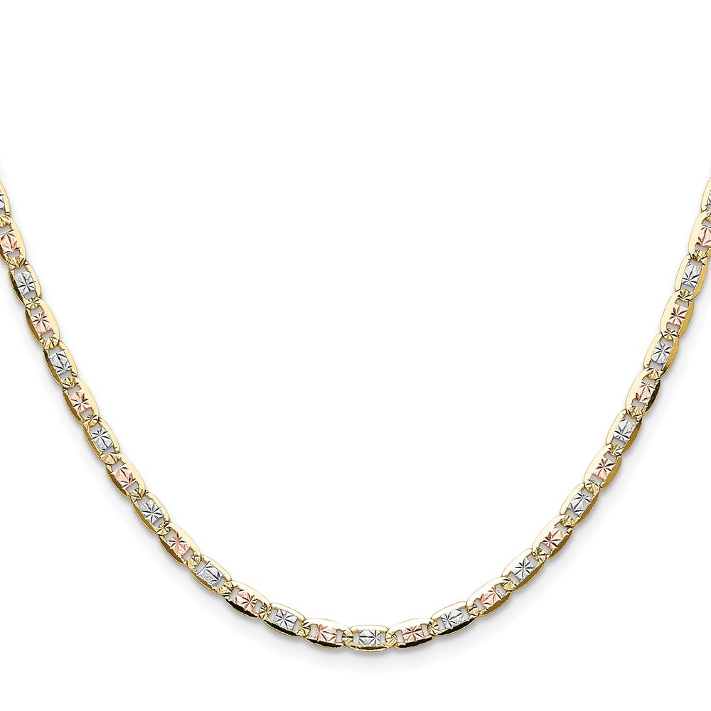 14k 3.2mm Tri-color Gold Pavé Valentino Chain