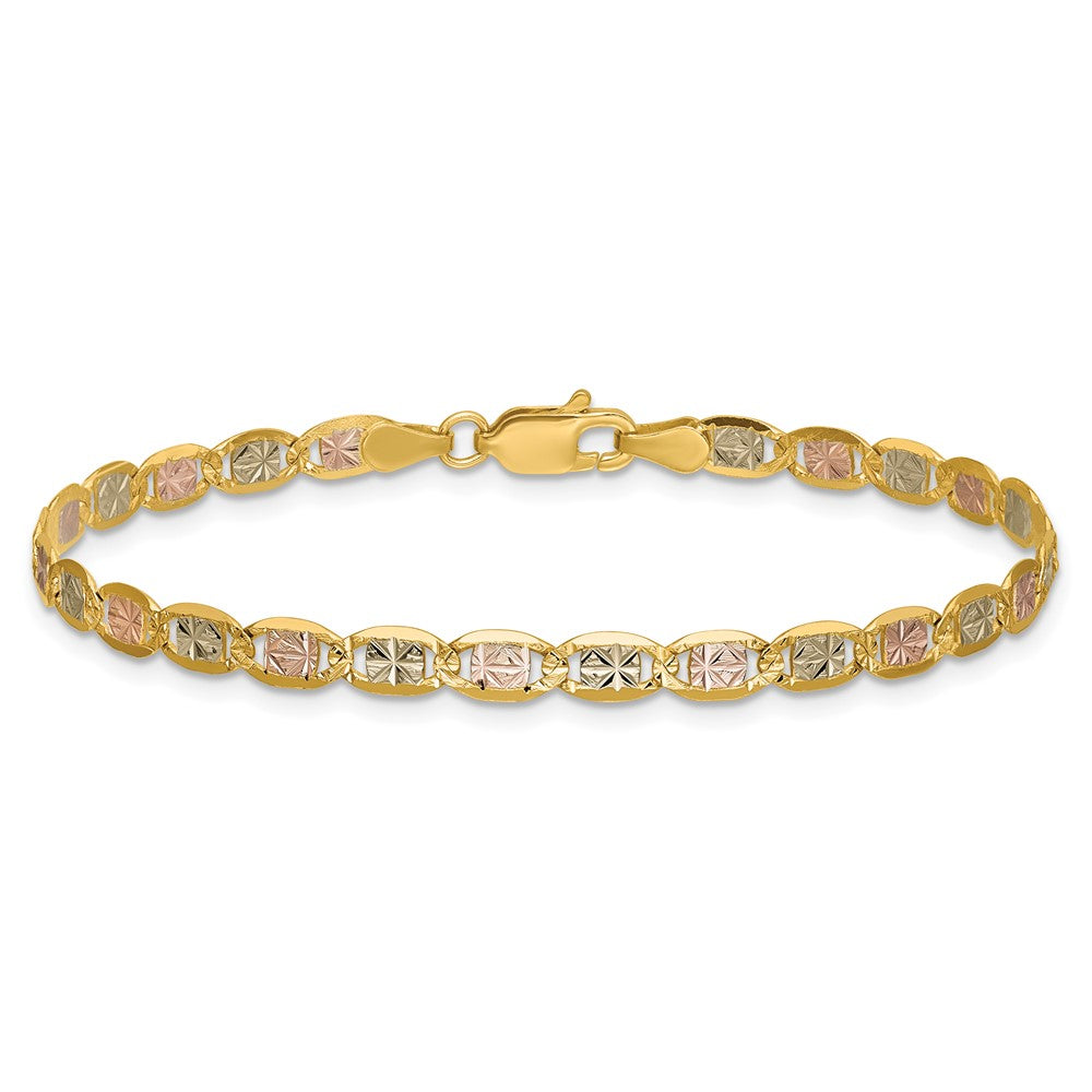 14k 3.8mm Tri-color Gold Pavé Valentino Chain