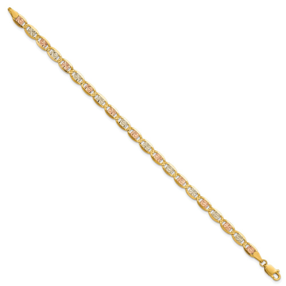 14k 4.65mm Tri-color Gold Pavé Valentino Chain