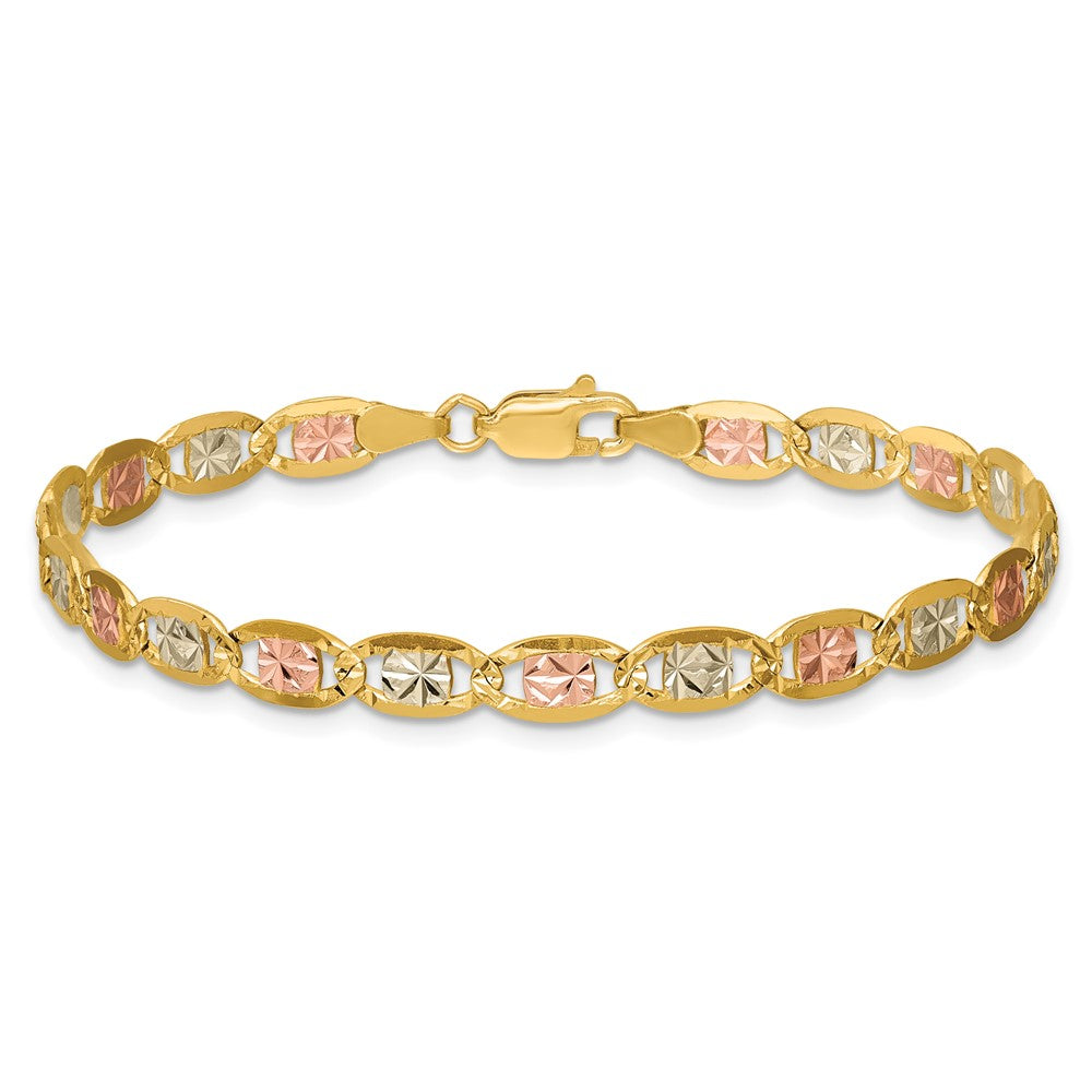 14k 4.65mm Tri-color Gold Pavé Valentino Chain
