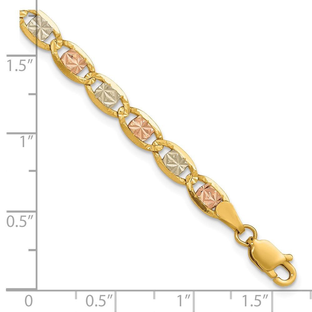 14k 4.65mm Tri-color Gold Pavé Valentino Chain