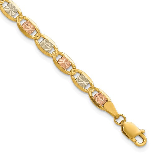 14k 4.65mm Tri-color Gold Pavé Valentino Chain