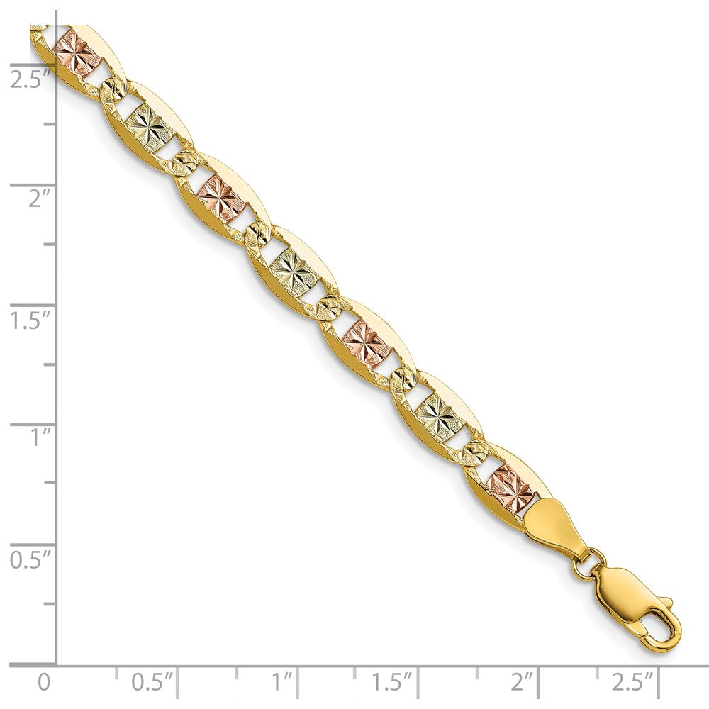 14k 6.1mm Tri-color Gold Pavé Valentino Chain