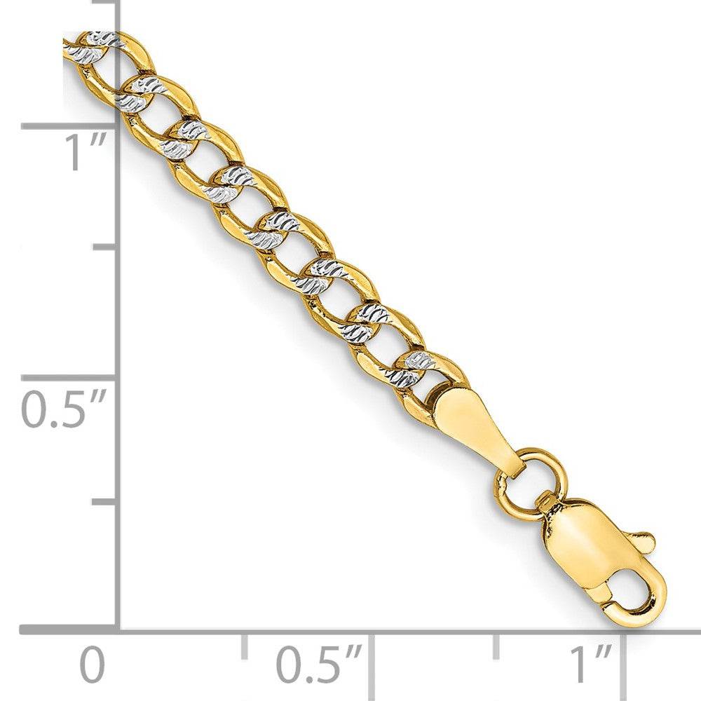 14k 3.4mm Semi-solid with Rhodium Pavé Curb Chain