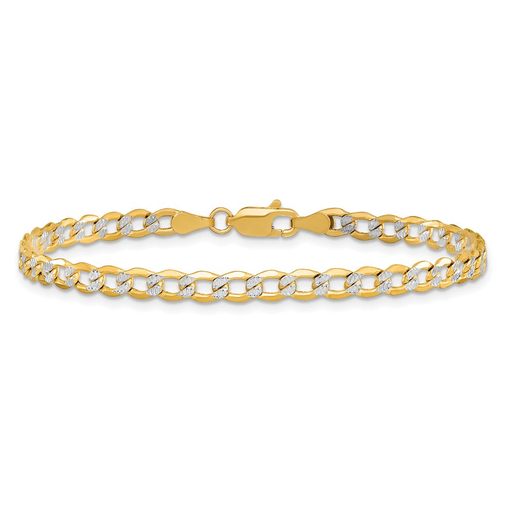 14k 4.3mm Semi-solid with Rhodium Pavé Curb Chain