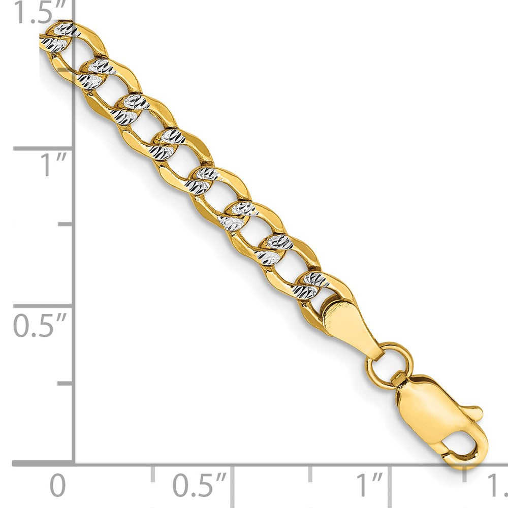 14k 4.3mm Semi-solid with Rhodium Pavé Curb Chain