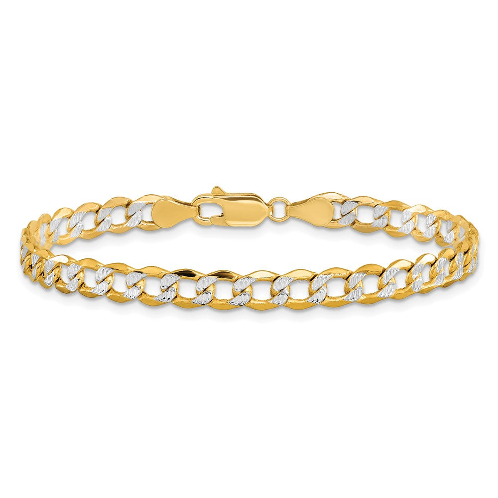 14k 5.2mm Semi-solid with Rhodium Pavé Curb Chain