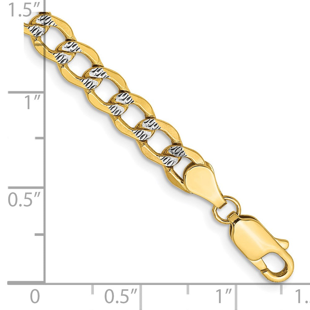 14k 5.2mm Semi-solid with Rhodium Pavé Curb Chain