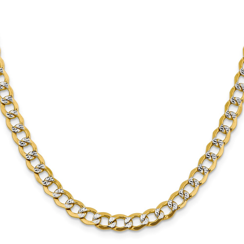 14k 6.75mm Semi-solid with Rhodium Pavé Curb Chain