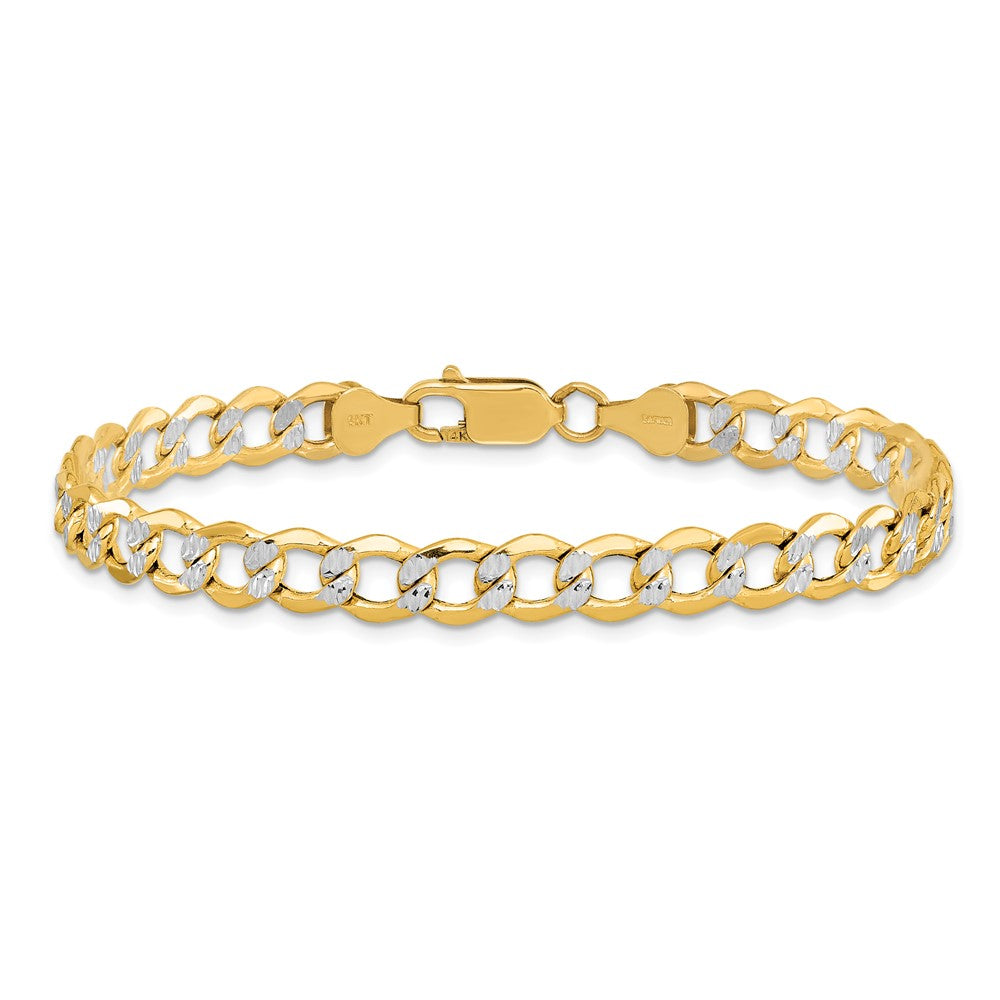 14k 6.75mm Semi-solid with Rhodium Pavé Curb Chain