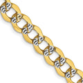 14k 6.75mm Semi-solid with Rhodium Pavé Curb Chain