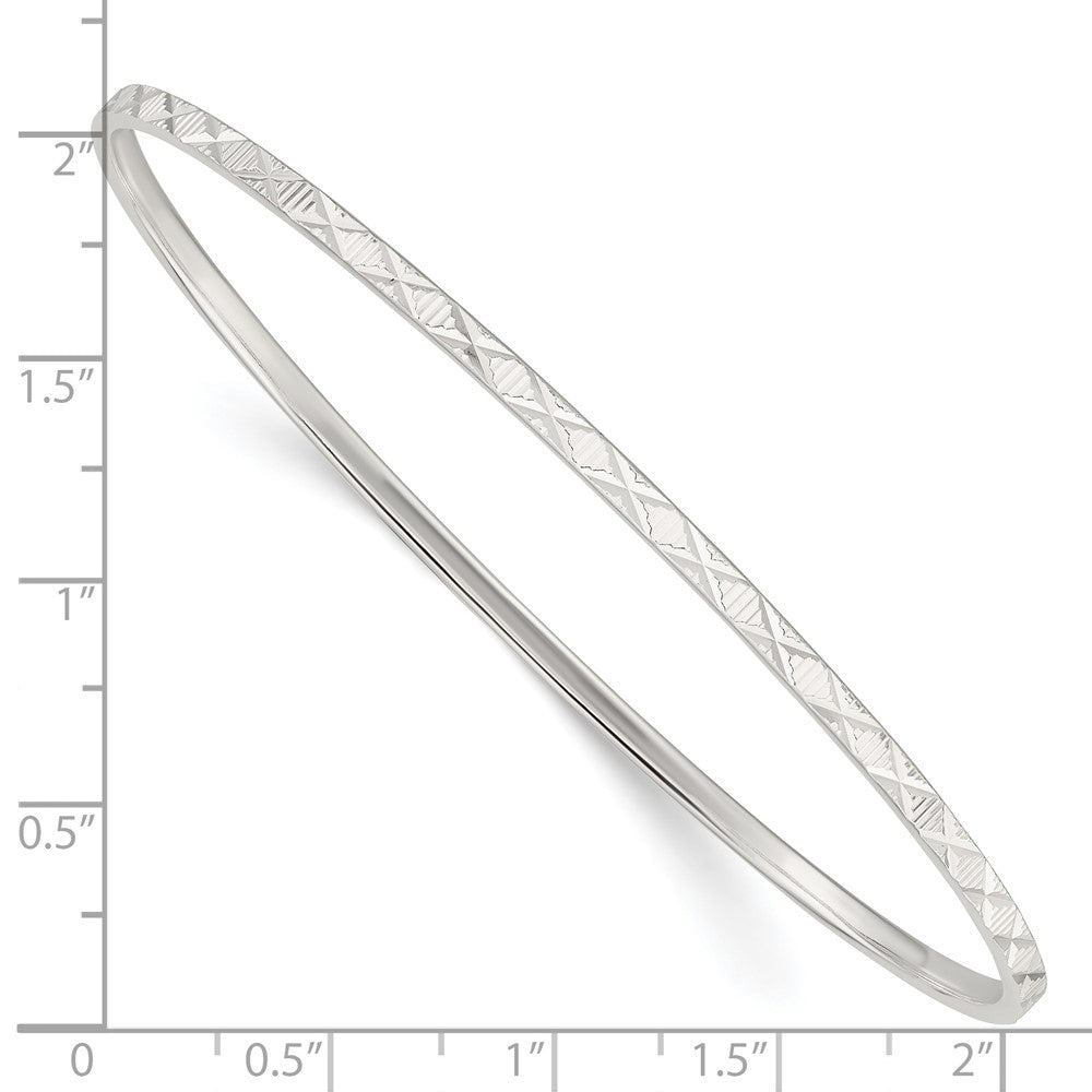 Sterling Silver Diamond Cut 2.5mm Slip-on Bangle