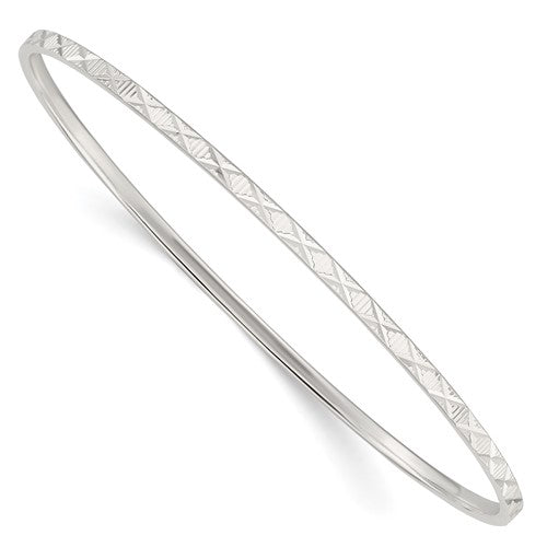 Sterling Silver Diamond Cut 2.5mm Slip-on Bangle
