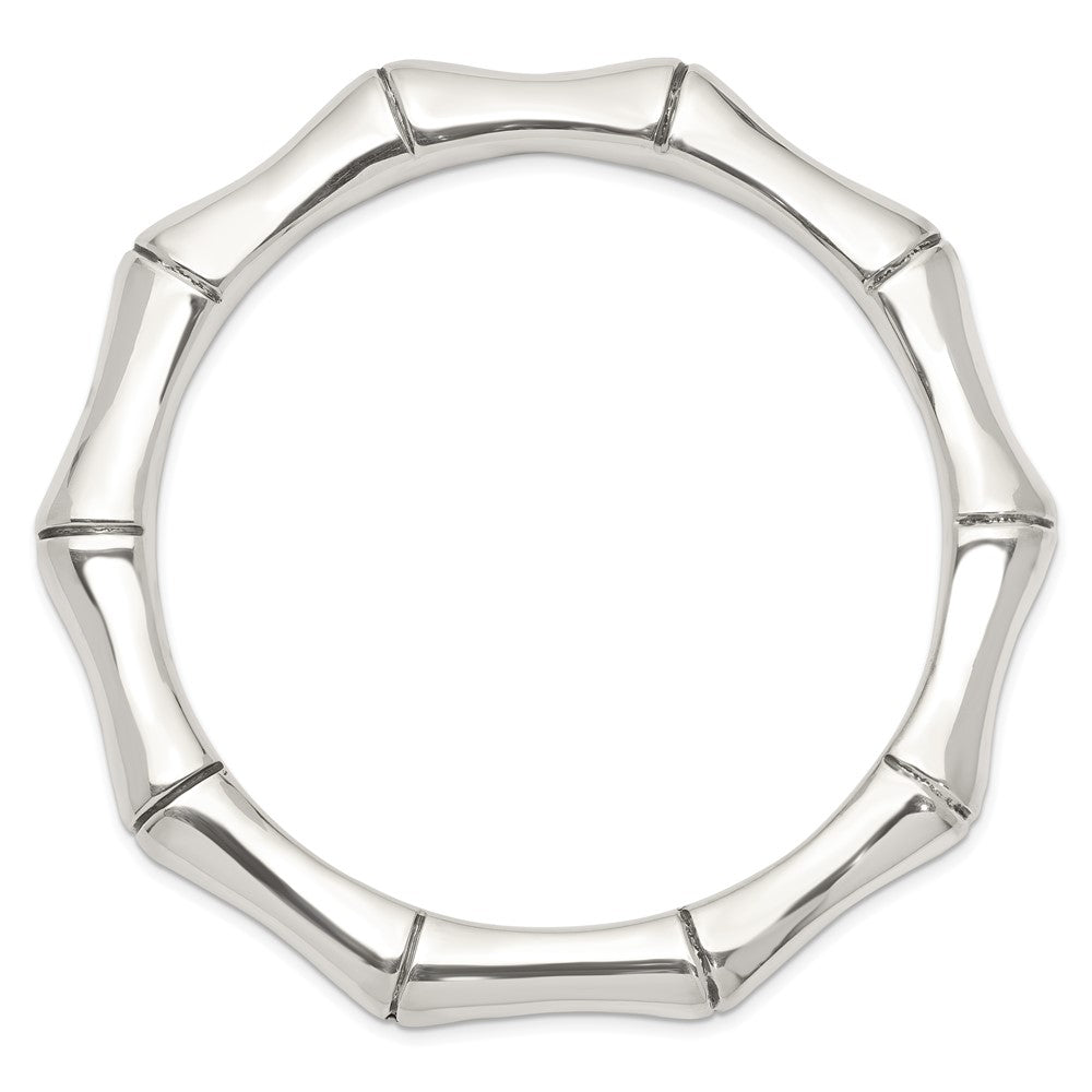 Sterling Silver Polished Bamboo Slip-on Bangle