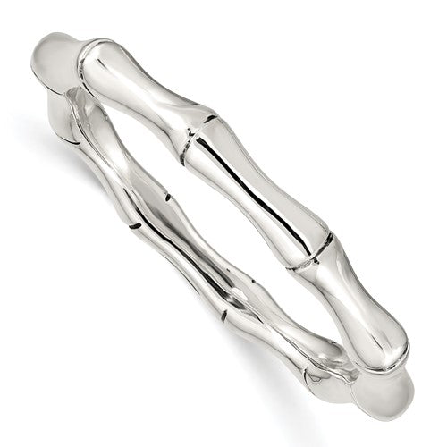 Sterling Silver Polished Bamboo Slip-on Bangle