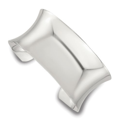 Sterling Silver Polished 30mm Concave Cuff Bangle
