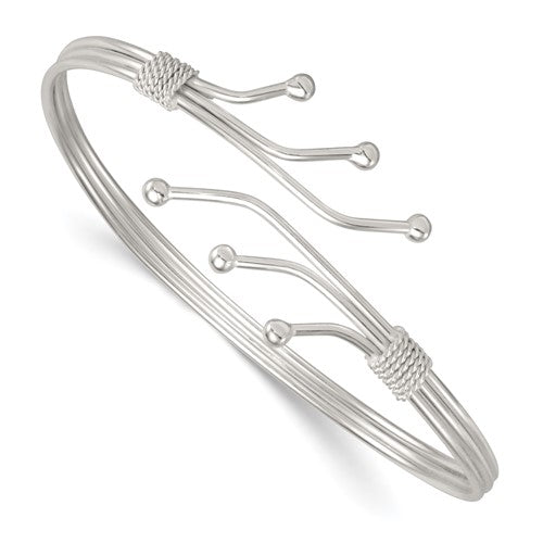 Sterling Silver Polished Fancy Cuff Bangle