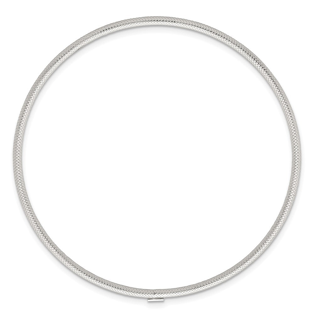 Sterling Silver Polished and Textured 2.0mm Slip On Bangle