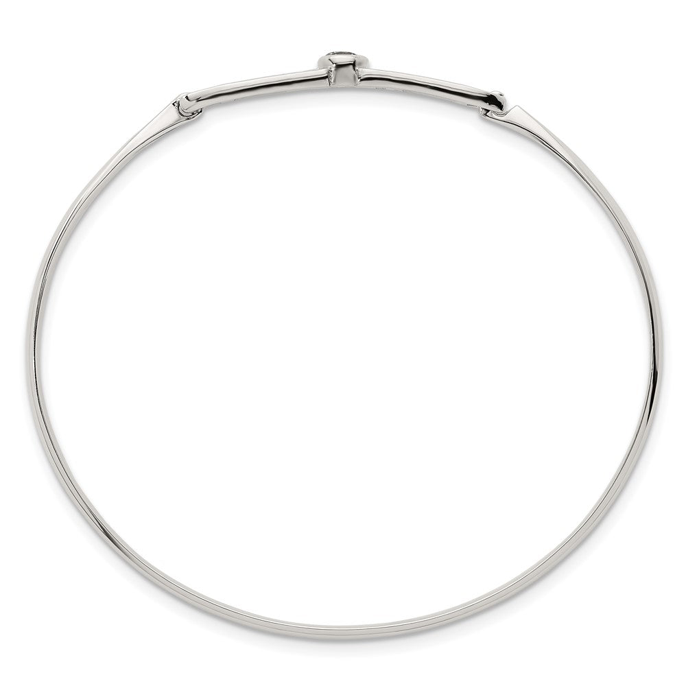 Sterling Silver Polished Fancy CZ Bangle