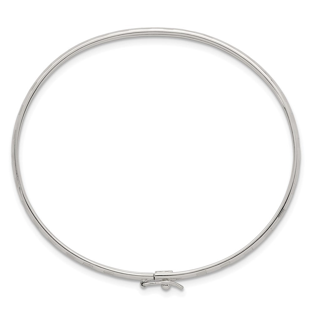 Sterling Silver Polished and Diamond-cut 3.0mm Flexible Bangle
