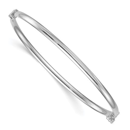 Sterling Silver RH-plated Polished Hinged Bangle